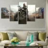 5 Panel HD Picture PUBG Walking Dead Daryl Dixon Video Games Poster Fan Art Canvas Painting - PUBG Merch