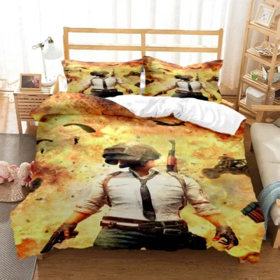 Hot 3D Games PUBG printed bedding Queen bedding set Soft and comfortable customized King size bedding 15 - PUBG Merch