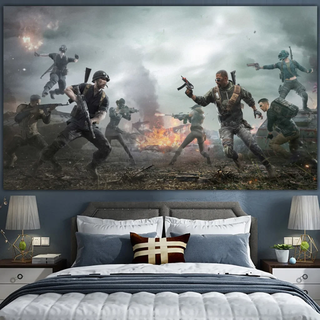 PLAYERUNKNOWN S BATTLEGROUNDS Game wall PUBG ins background cloth Netflix room layout decoration Photo tapestry hanging 10 - PUBG Merch