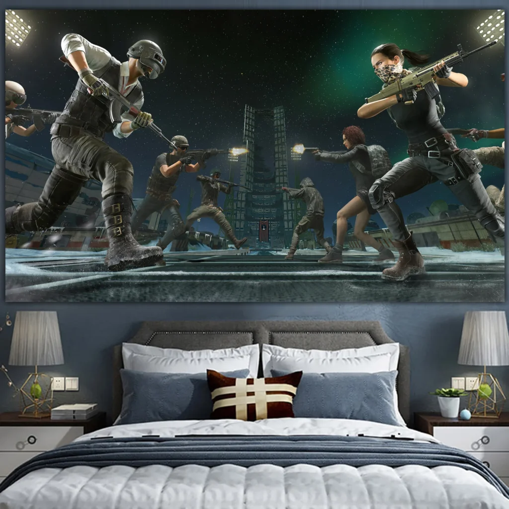 PLAYERUNKNOWN S BATTLEGROUNDS Game wall PUBG ins background cloth Netflix room layout decoration Photo tapestry hanging 2 - PUBG Merch