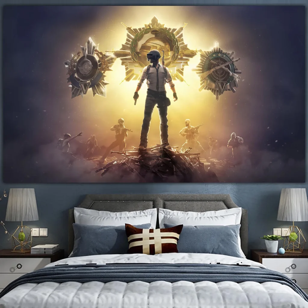 PLAYERUNKNOWN S BATTLEGROUNDS Game wall PUBG ins background cloth Netflix room layout decoration Photo tapestry hanging 22 - PUBG Merch