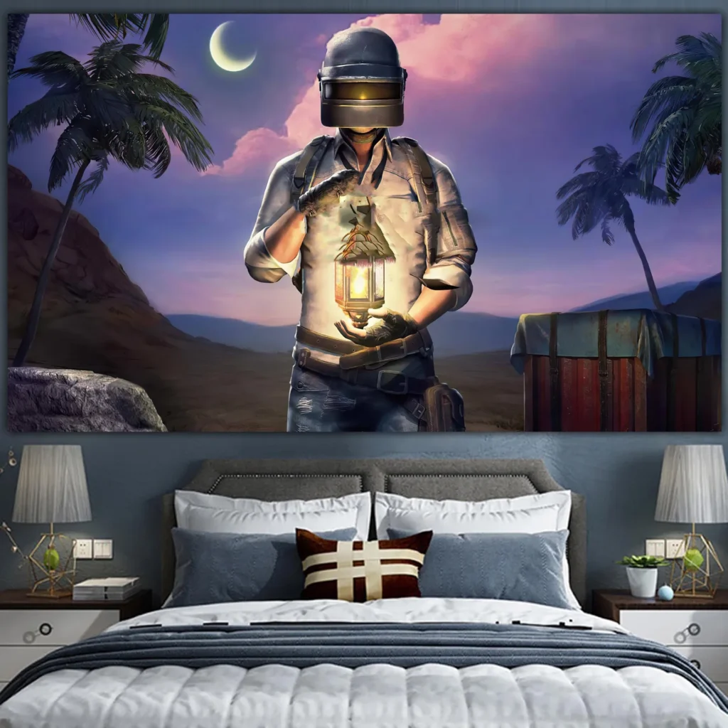 PLAYERUNKNOWN S BATTLEGROUNDS Game wall PUBG ins background cloth Netflix room layout decoration Photo tapestry hanging 24 - PUBG Merch