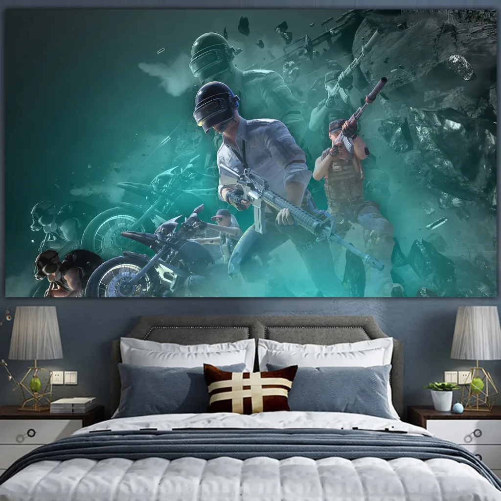 PLAYERUNKNOWN S BATTLEGROUNDS Game wall PUBG ins background cloth Netflix room layout decoration Photo tapestry hanging 7 - PUBG Merch