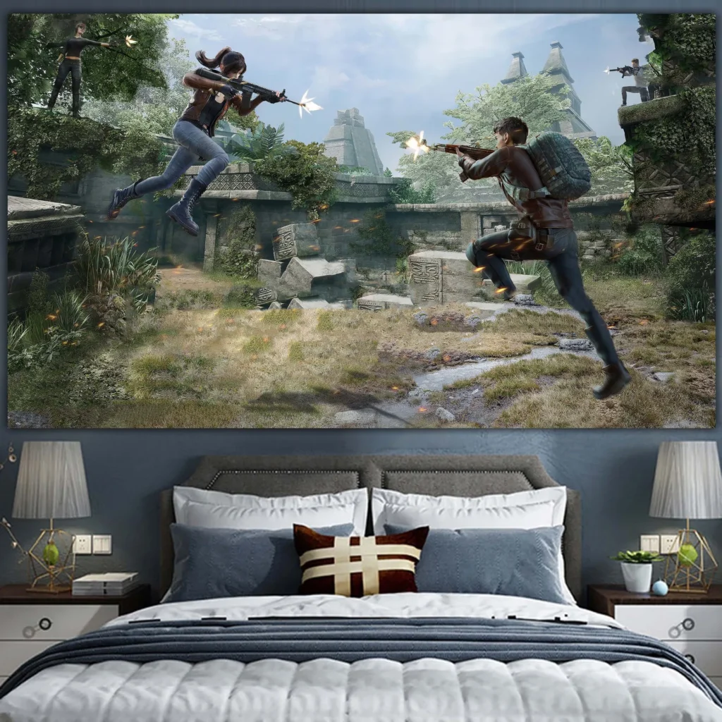 PLAYERUNKNOWN S BATTLEGROUNDS Game wall PUBG ins background cloth Netflix room layout decoration Photo tapestry hanging 8 - PUBG Merch